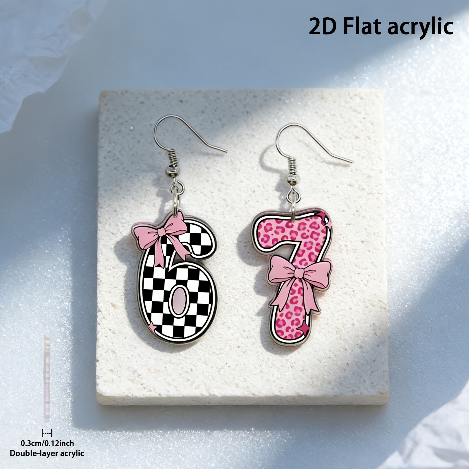 4pc Bowknot Acrylic Earrings Set, Retro Style Gift